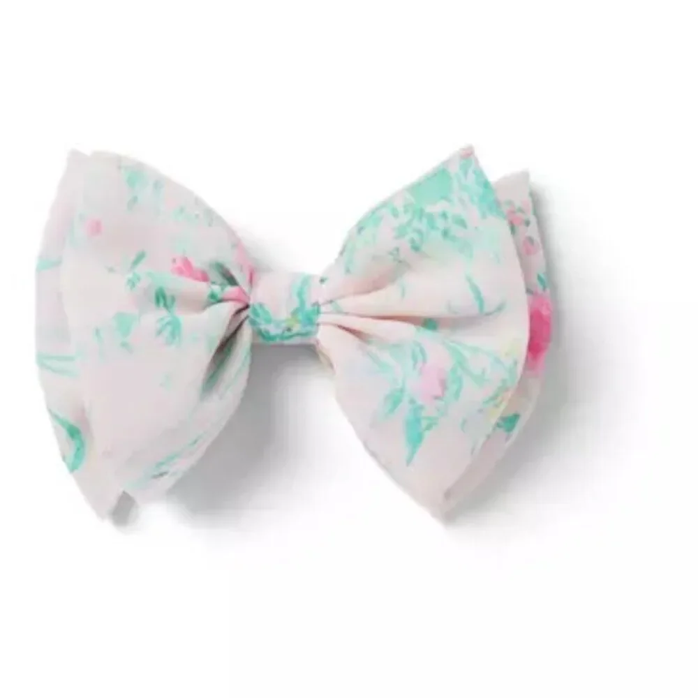 Janie and Jack Bunny Pink floral bow barrette New with tags one size